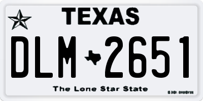 TX license plate DLM2651