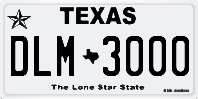TX license plate DLM3000