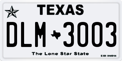 TX license plate DLM3003