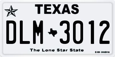TX license plate DLM3012