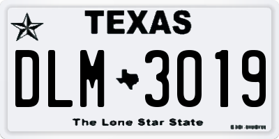 TX license plate DLM3019