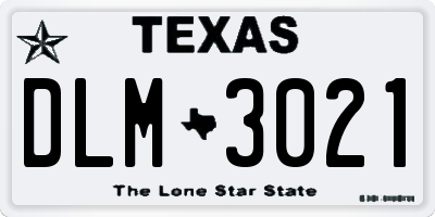TX license plate DLM3021