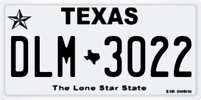 TX license plate DLM3022