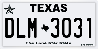TX license plate DLM3031