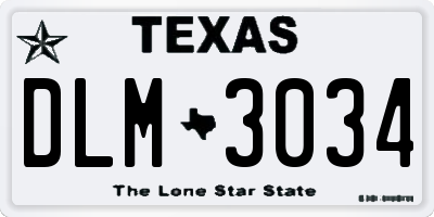 TX license plate DLM3034