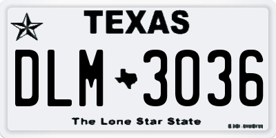 TX license plate DLM3036