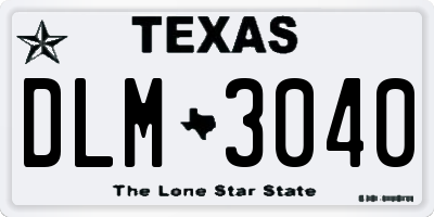 TX license plate DLM3040