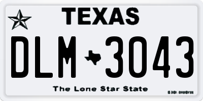 TX license plate DLM3043