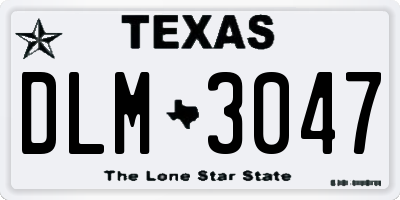 TX license plate DLM3047