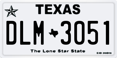 TX license plate DLM3051