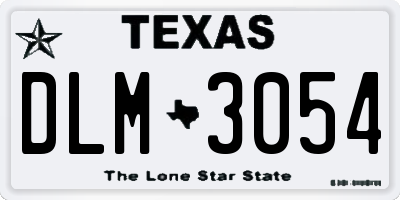 TX license plate DLM3054
