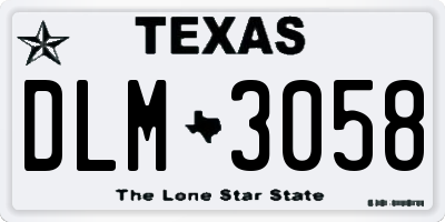 TX license plate DLM3058