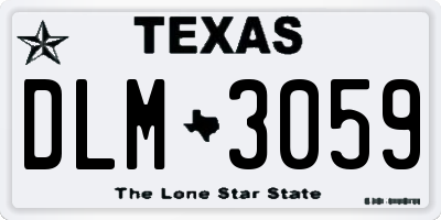 TX license plate DLM3059
