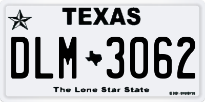 TX license plate DLM3062