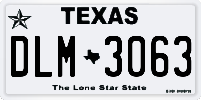 TX license plate DLM3063