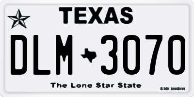 TX license plate DLM3070