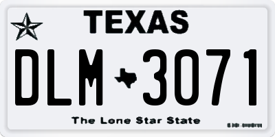 TX license plate DLM3071