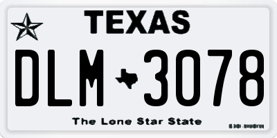 TX license plate DLM3078