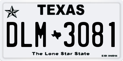 TX license plate DLM3081