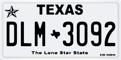 TX license plate DLM3092