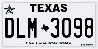 TX license plate DLM3098