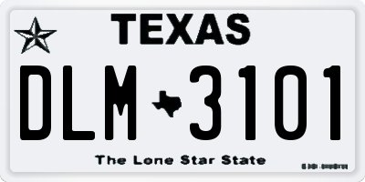 TX license plate DLM3101