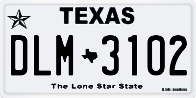 TX license plate DLM3102