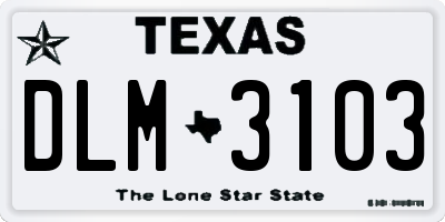 TX license plate DLM3103