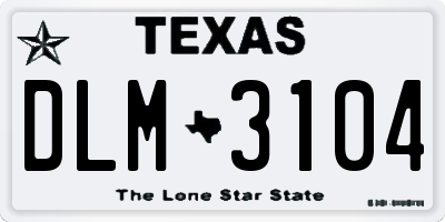 TX license plate DLM3104