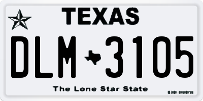 TX license plate DLM3105