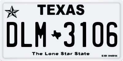 TX license plate DLM3106