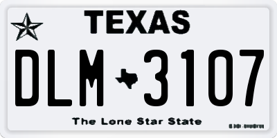 TX license plate DLM3107