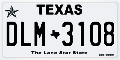 TX license plate DLM3108
