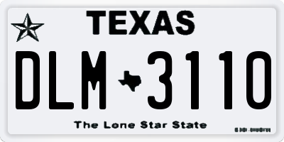 TX license plate DLM3110