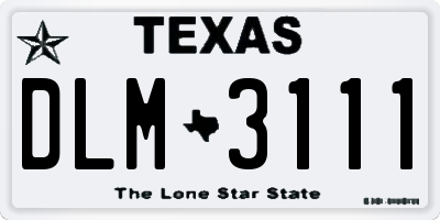 TX license plate DLM3111
