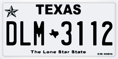 TX license plate DLM3112