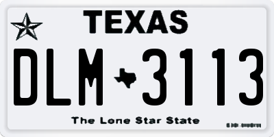 TX license plate DLM3113