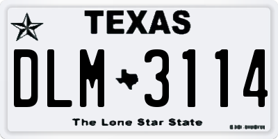 TX license plate DLM3114