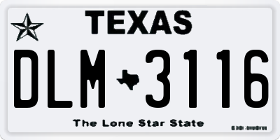 TX license plate DLM3116