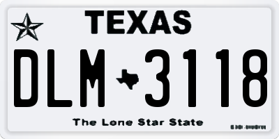 TX license plate DLM3118
