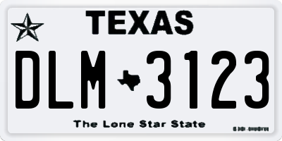 TX license plate DLM3123