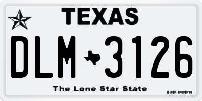 TX license plate DLM3126