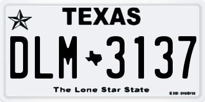 TX license plate DLM3137