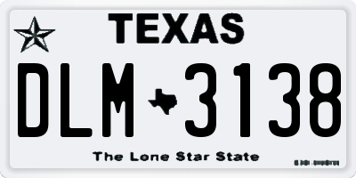 TX license plate DLM3138
