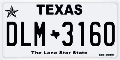 TX license plate DLM3160