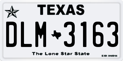 TX license plate DLM3163