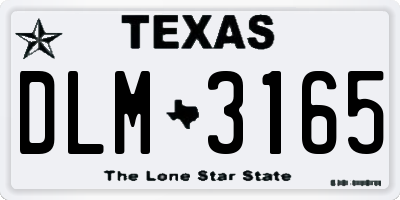 TX license plate DLM3165