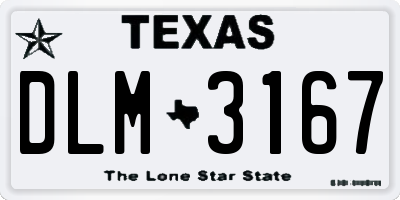 TX license plate DLM3167