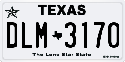 TX license plate DLM3170