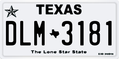 TX license plate DLM3181